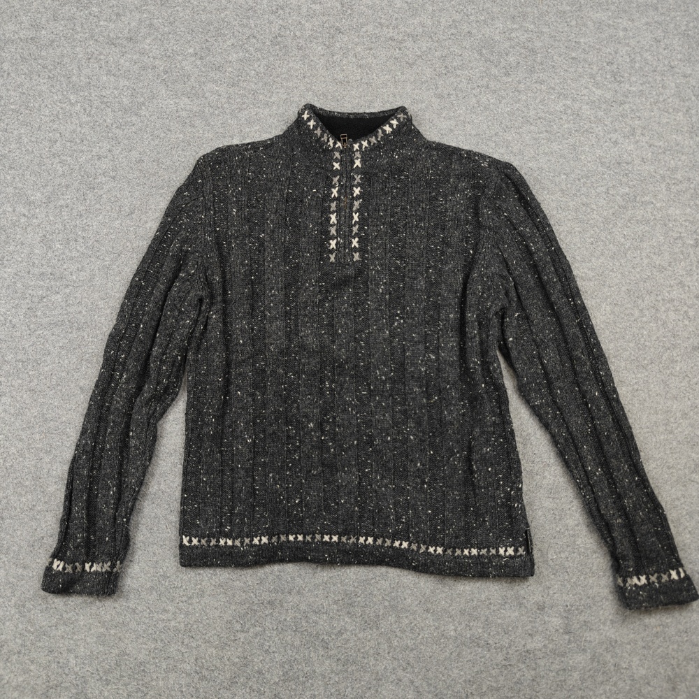 Woolrich Sweater Womens Small Gray Mock Neck 1/4 Zip Heavyweight Cable-Knit